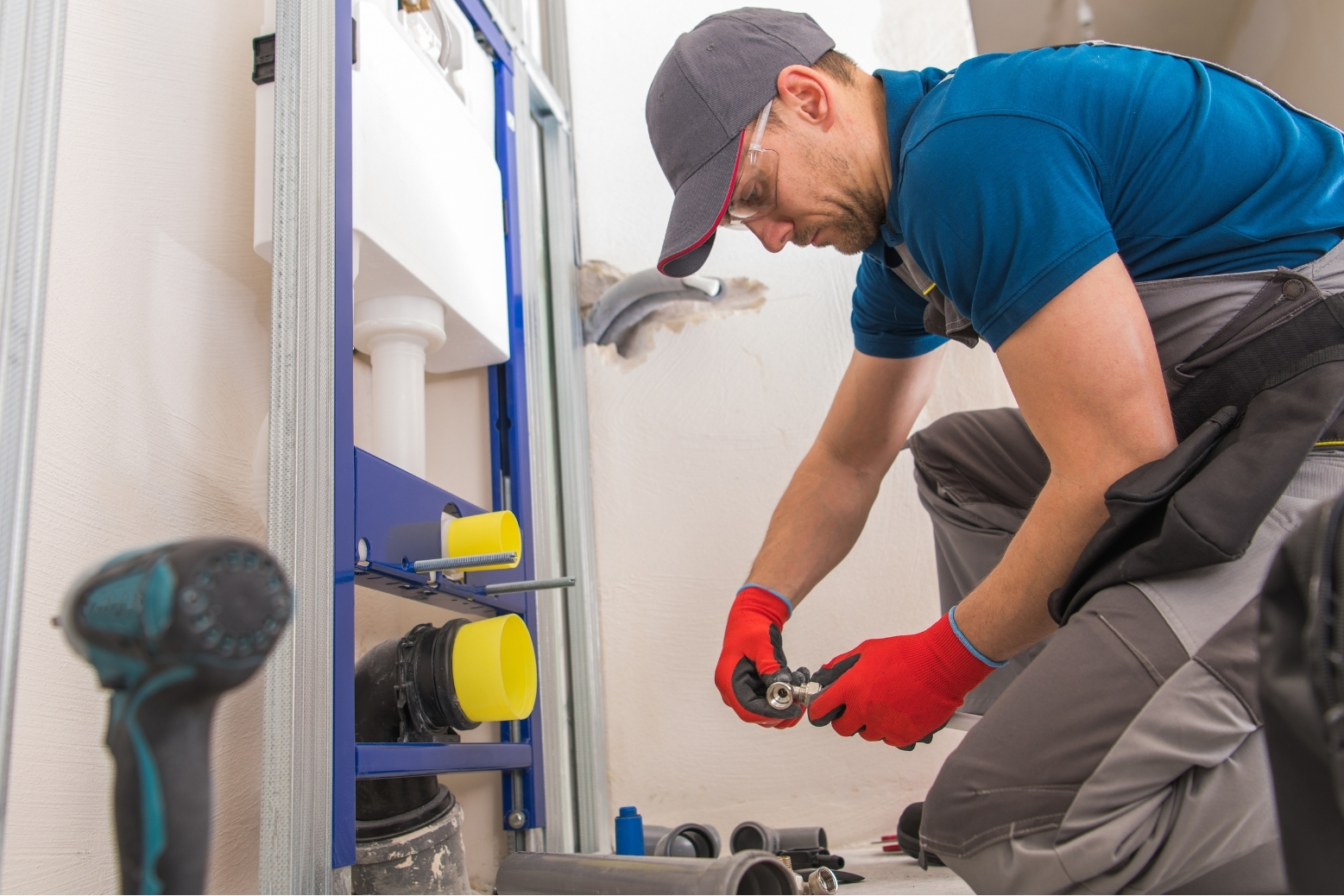 Close-up of brake repair work on a vehicle